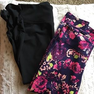 Two pairs of GAIAM capri length leggings